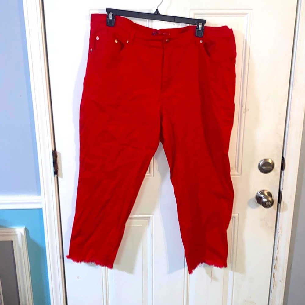Plus size red jeans pocketS
